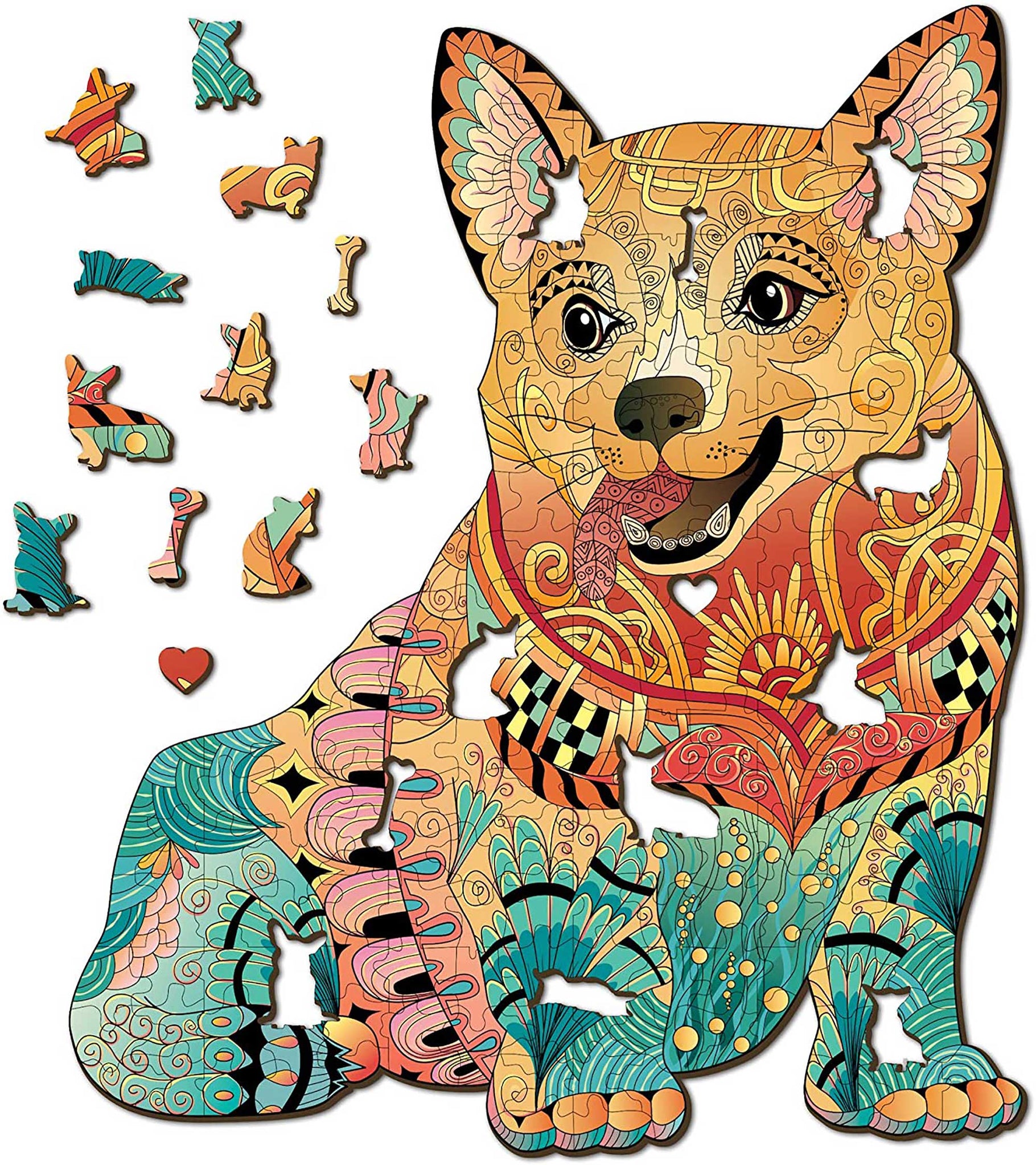 Starry Sky Corgi Puzzles 70 Pieces - Oil Art Animal Wooden Jigsaw Puzzles  for Adults, Each Piece is Unique, for Your Family - for Home Decor Or