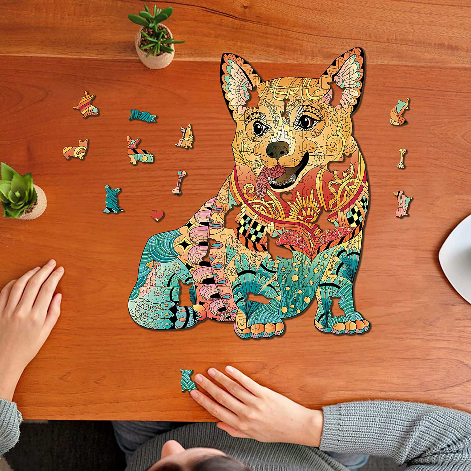 ZENWAWA Cute Corgi-Dog Jigsaw Puzzle, 1000 Pieces Paper Wood Composite  Material Zigsaw with Storage Bag and Reference Picture Easy to Solve
